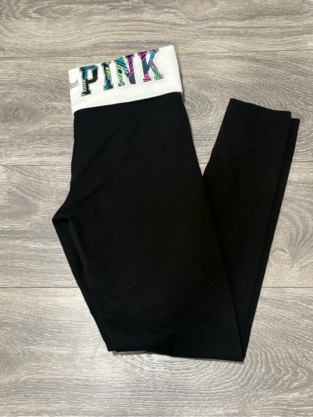 PINK 2010’s Victoria's Secret Black Fold-Over Waist Leggings